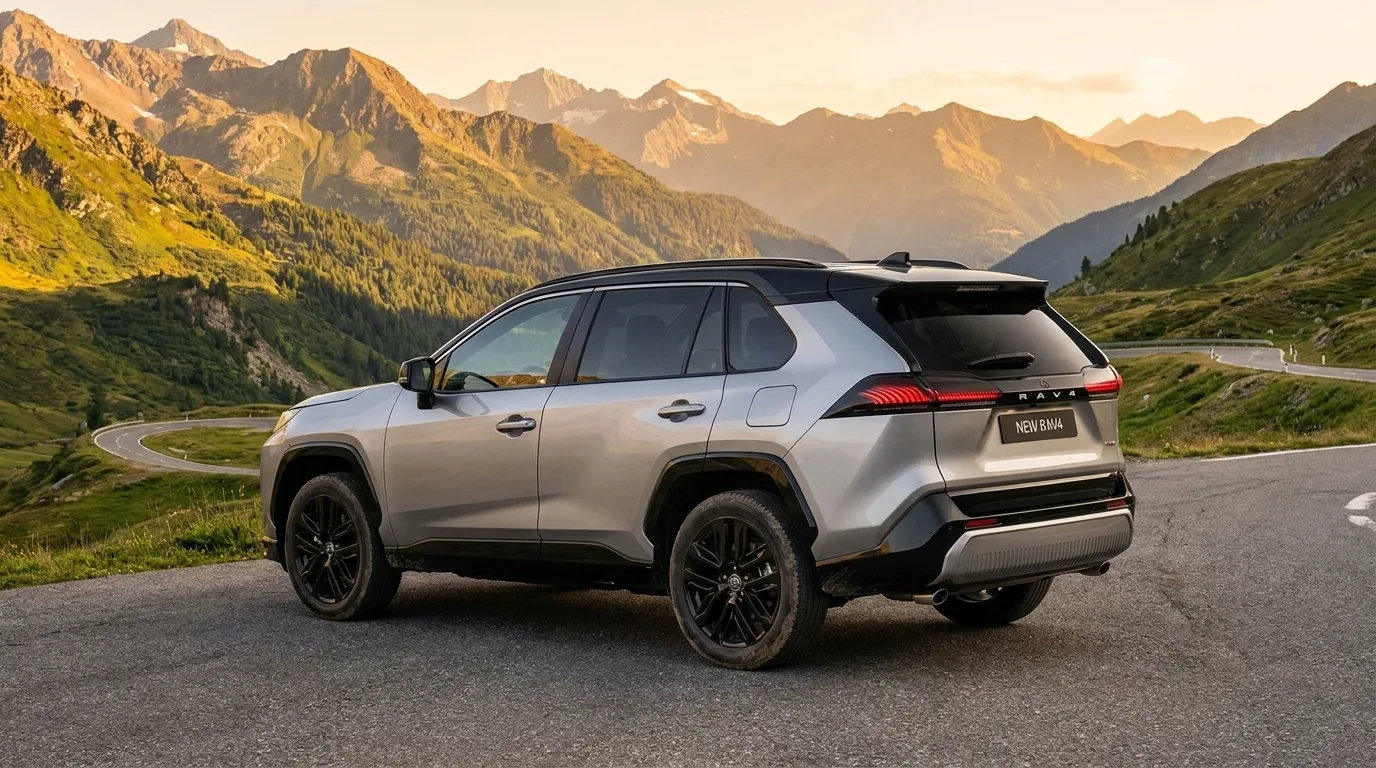 Toyota RAV4 2026 vista trasera tres cuartos